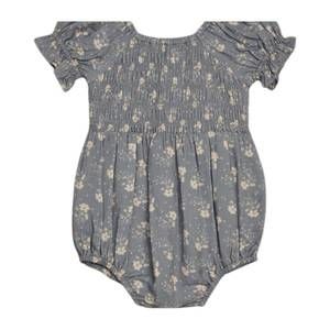 NORALEE baby's cosette romper in blue ditsy